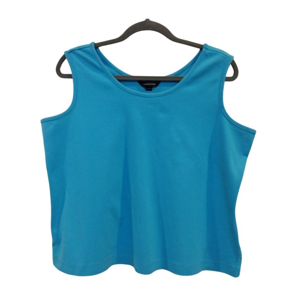 Land's End Basic Top Women XLP Turquoise Sleeveless Scoop Neck